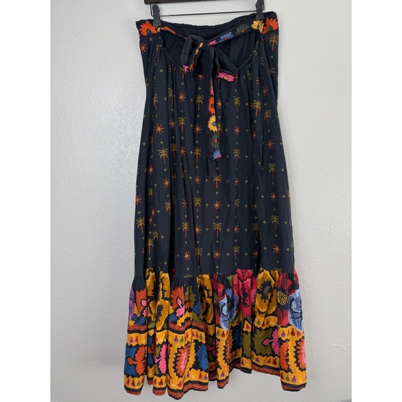 Anthropologie Farm Rio embroidered strapless black folklore maxi dress 1X - Picture 7 of 12